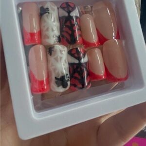 Red and Black Spider-Man press on nails